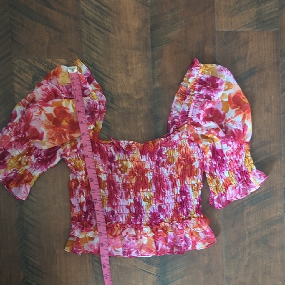 NWT Misa Los Angeles Pink Floral Smocked Top and Skirt Set XS - Picture 5 of 8